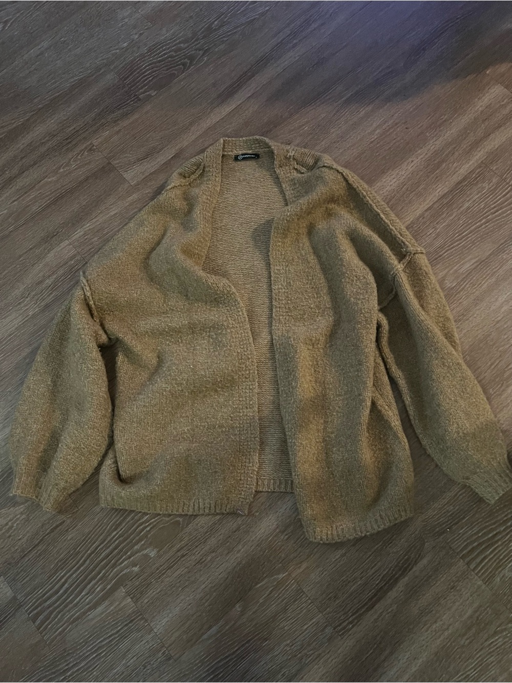 Dark beige Open-Front Women's Knit Cardigan